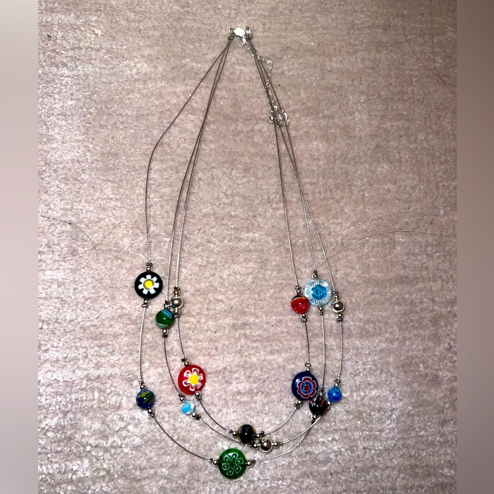 Beaded Charm Necklace Layered Set